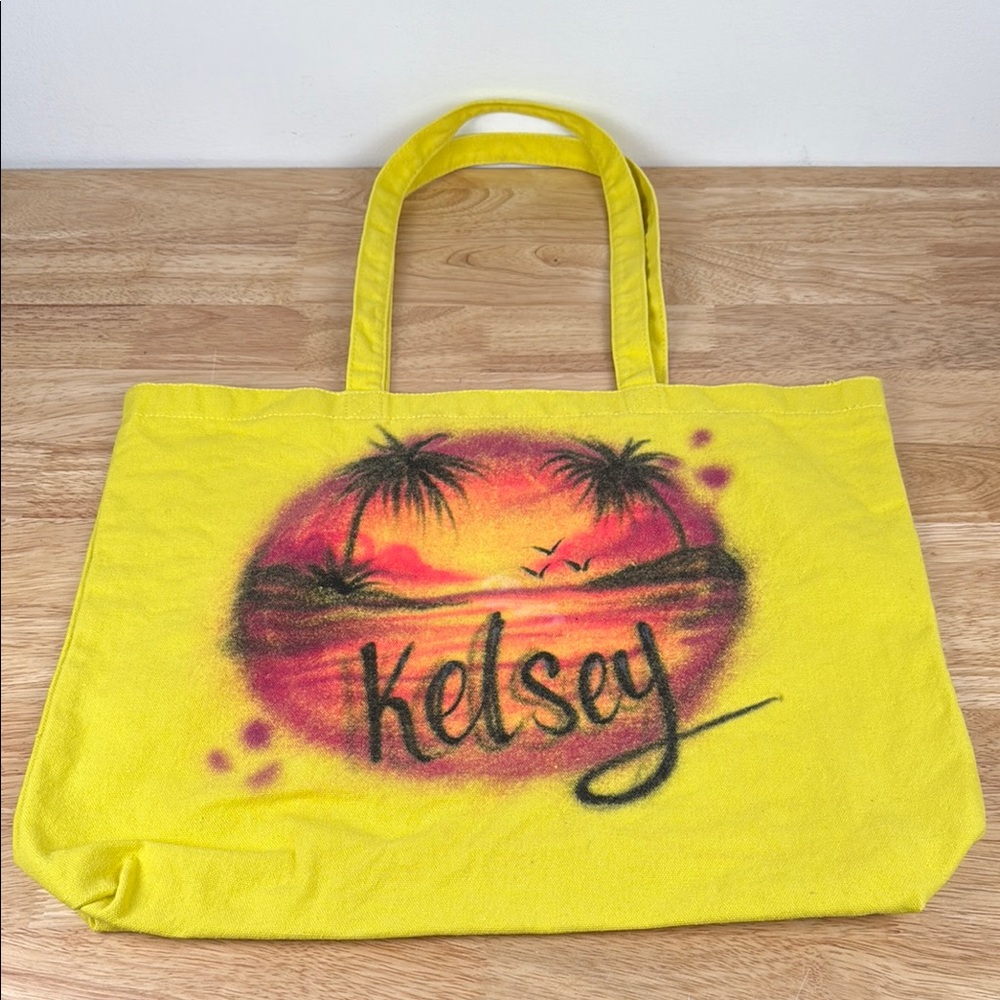 “Kelsey” Yellow Beach Tote Bag